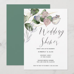 Convite Chá de casamento de Caligrafia Aquarela Eucalyptu