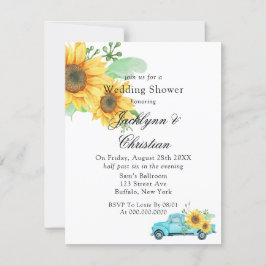 Convite Chá de casamento de Caminhão de Aqua Amarelo