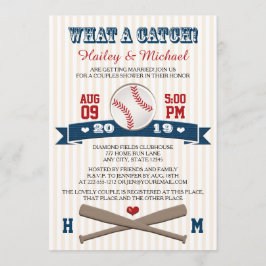 Convite Chá de casamento de Casais de beisebol monograma