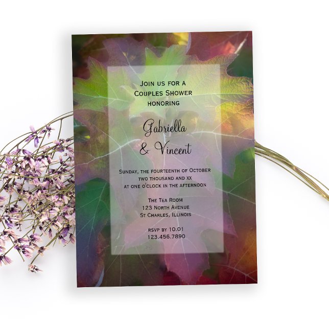 Convite Chá de casamento de Casais de Hydrangea de Folha d (Fall in Love with this woodsy Autumn Couple Shower Invitation)