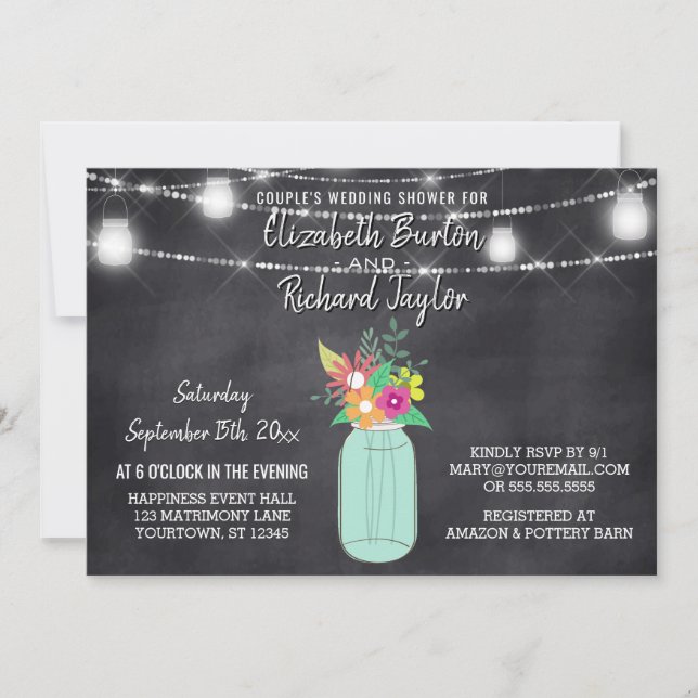 Convite Chá de casamento de Casais de quadro chalkboard Ma (Frente)