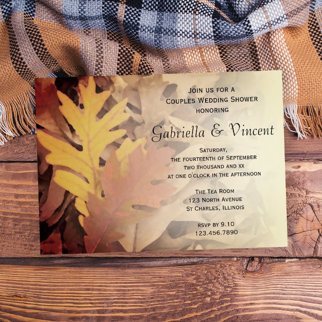 Convite Chá de casamento de Casais de queda pintada (Fall in love with this Autumn Couples Wedding Shower Invitation)