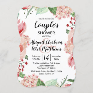 Convite Chá de casamento de Casais Florais Peach Watercol
