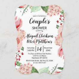 Convite Chá de casamento de Casais Florais Peach Watercolo