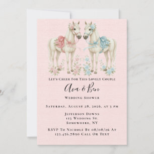 Convite Chá de casamento de cavalos das flores de Pastel, 