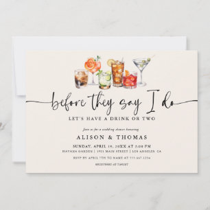 Convite Chá de Casamento de Coquetel Clássico   Festa de N