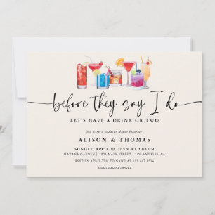 Convite Chá de Casamento de Coquetel   Festa de Noivado