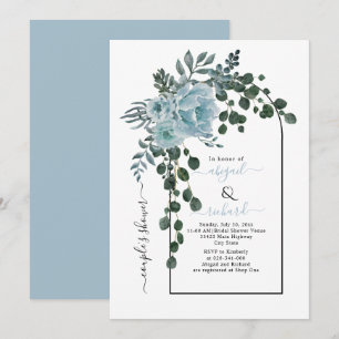 Convite Chá de casamento de flores azuis poeirentas