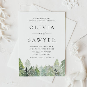 Convite Chá de casamento de Floresta Evergreen de Neve Aqu