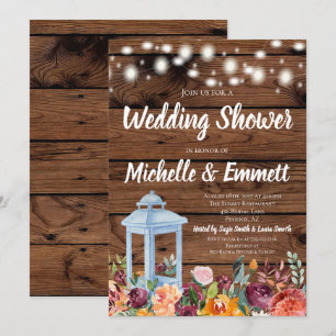 Convite Chá de casamento de Lanterna Floral de outono Russ
