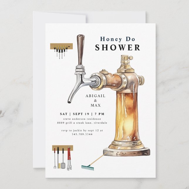 Convite Chá de casamento De Mel De Banda De Cerveja (Frente)