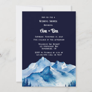 Convite Chá de casamento de Montanhas Brancas Azul