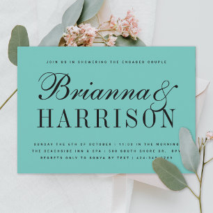 Convite Chá de casamento de nomes de Casais Azuis do Robin