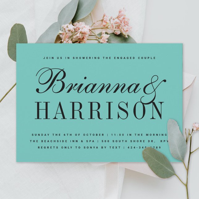 Convite Chá de casamento de nomes de Casais Azuis do Robin (Criador carregado)