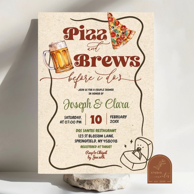 Convite Chá de Casamento de Pizza e Cerveja Antes de Eu Me (Criador carregado)