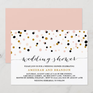Convite Chá de casamento de Pontos de Confetti Rosa, Dour