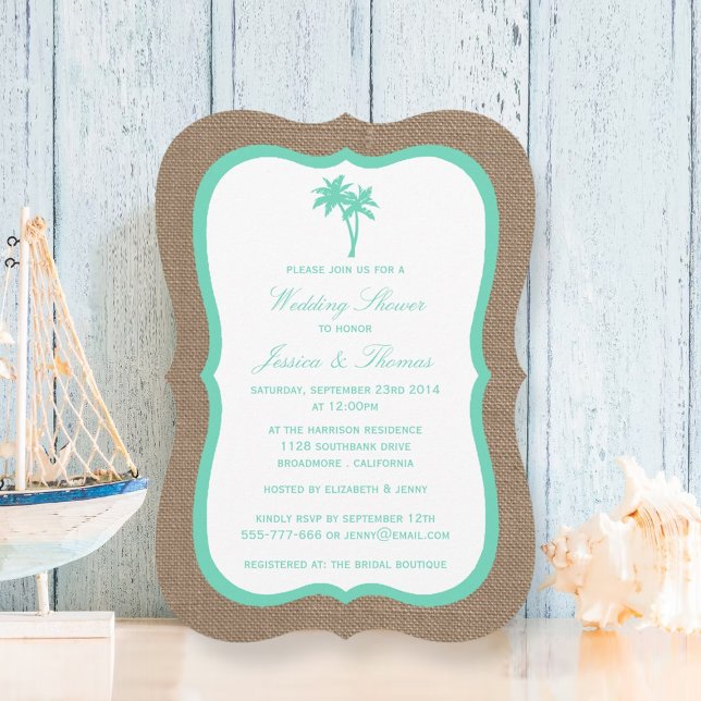 Convite Chá de Casamento de Praia Tropical Palm Tree Burla (Criador carregado)