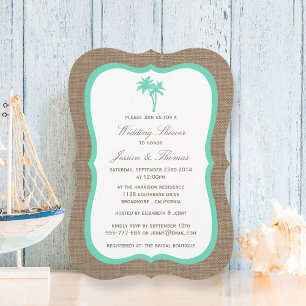 Convite Chá de Casamento de Praia Tropical Palm Tree Burla