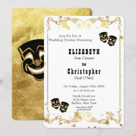 Convite Chá de casamento de tragédia Dourada e brilhante p