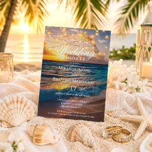 Convite Chá de casamento de Verão de Sunset Beach Elegan