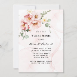 Convite Chá de casamento Elegante Eucalyptus Florals Rosa