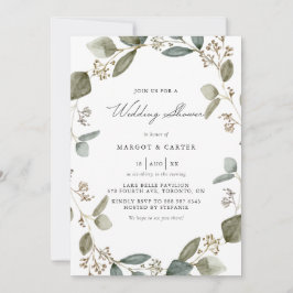Convite Chá de casamento Eucalyptus Wreath com Semente Aqu