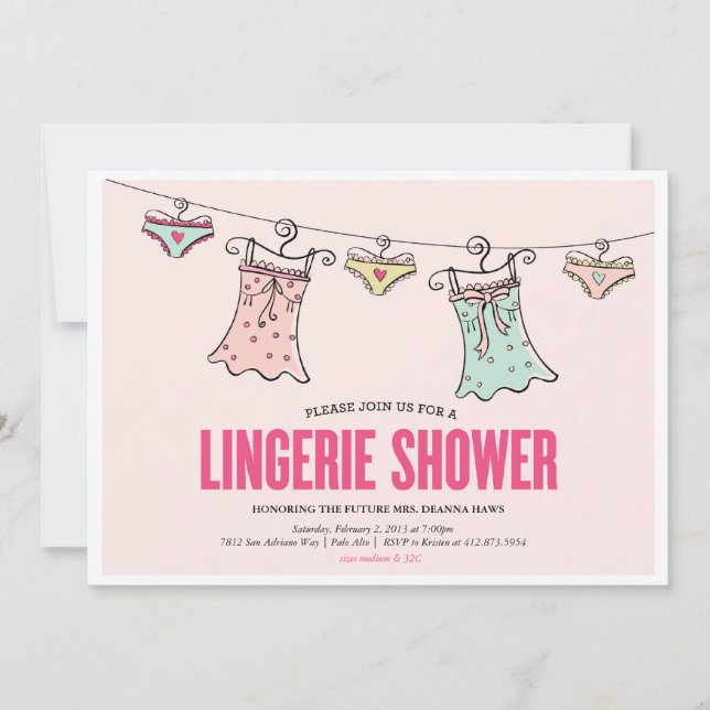 Convite Chá de casamento Festa de solteira Chá lingerie (Frente)