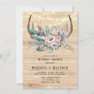 Convite Chá de casamento Floral Boho Deer Antler