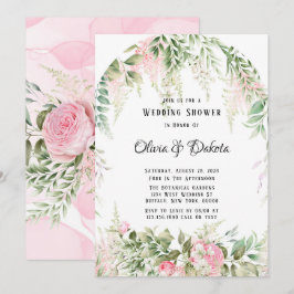 Convite Chá de casamento Floral Chic Botanical Pink Wister