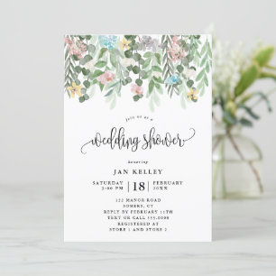 Convite Chá de casamento Floral, Flores De Algodão Aquoso