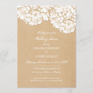 Convite Chá de casamento Floral Rustic Hydrangeas