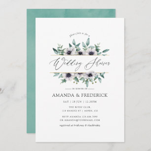 Convite Chá de casamento Geométrico Eucalyptus Anemone