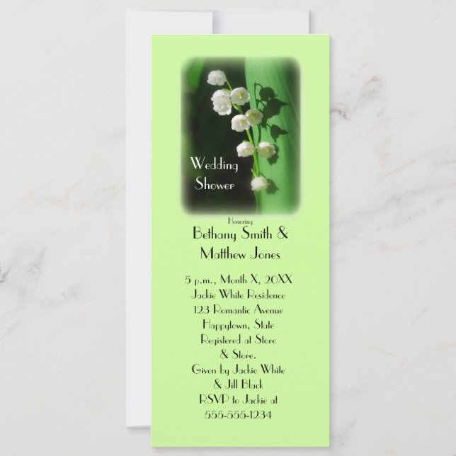 Convite Chá de casamento Green Invitation Lily do Vale (Frente)