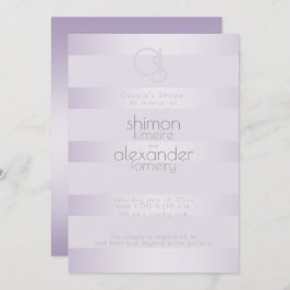 Convite Chá de casamento | Lilac Shimmer Stripes Monograma
