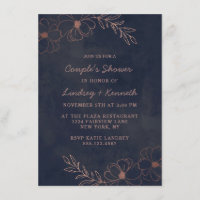 Chá de casamento marinho azul e Casal chic Dourado