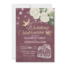 Chá de casamento Mason Jar Hydrangea Lights Burgun