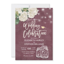 Chá de casamento Mason Jar Hydrangea Lights Burgun