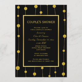 Convite Chá de casamento moderno, folha de ouro, preto