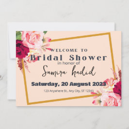 Convite Chá de casamento moderno rosa-vermelho