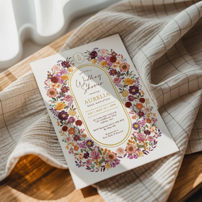 Convite Chá de casamento Monograma das Flores Chic de Algo (Criador carregado)