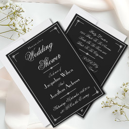 Convite Chá de casamento preto e branco Elegante de Script