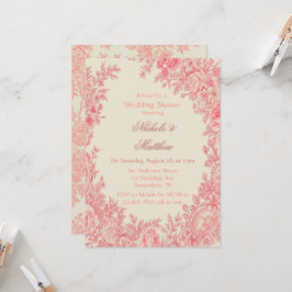 Convite Chá de casamento Romântico da Flor de Toalha Rosa 