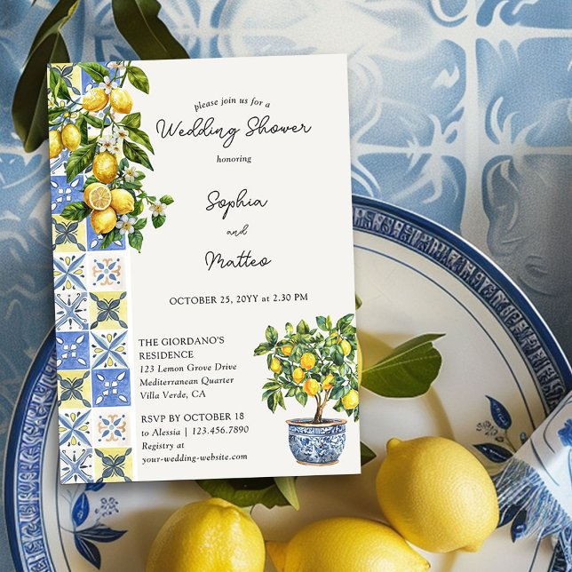 Convite Chá de casamento Russo do Limão Grove (Wedding Shower Invitation from the Lemon Grove Wedding Collection by Darling & May)