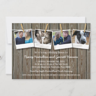 Convite Chá de casamento Rustic Clothesline Photo