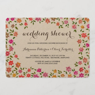 Convite Chá de casamento Rustic Floral Wreath