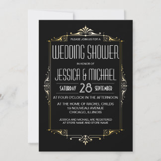 Convite Chá de casamento Tema do Roaring 20 | Art Deco Sty