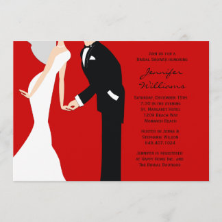 Convite Chá de casamento vermelho e preto dos noivos