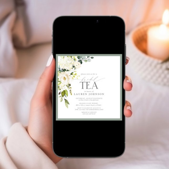 Convite Chá de Chá Floral de Brida Floral Elegante Verde (Criador carregado)