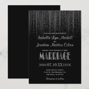 Convite Chá de Chuva Silver Star e Casamento Negro