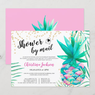 Convite Chá de cor d'água do abacaxi dourado por correio